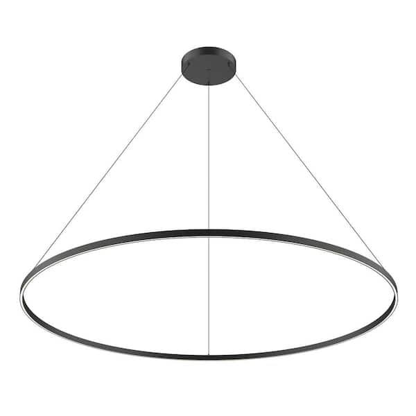 Cerchio 72 in. 160-Watt 1-Light Black Integrated LED Pendant-Light
