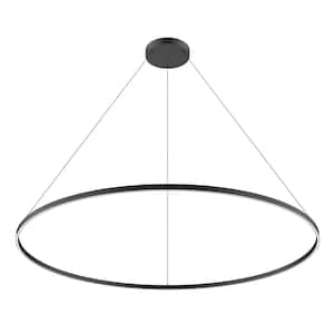 Cerchio 72 in. 160-Watt 1-Light Black Integrated LED Pendant-Light