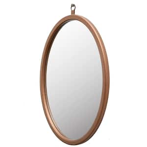 23.62 in. W x 29.92 in. H Mordern Oval PU Covered MDF Framed Wall Decorative Bathroom Vanity Mirror in Champagne