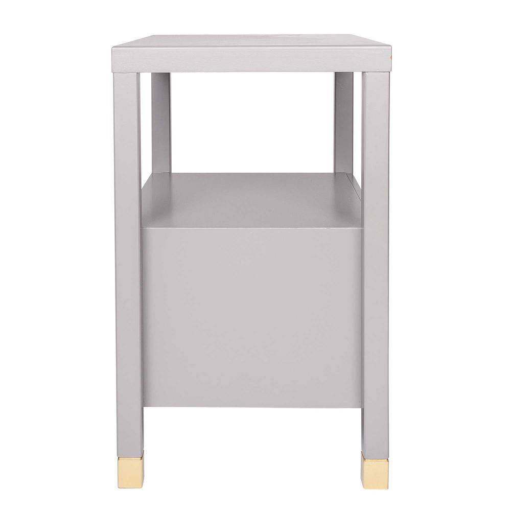 Gray Solid Wood 2-Drawer Nightstand with Shelf