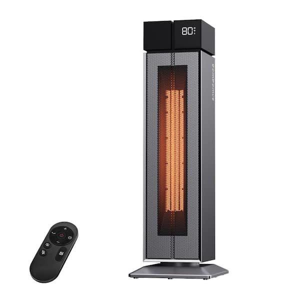 1500-Watt 25 in. Tower Ceramic Forced Air Electric Space Heater with Oscillation, 3-Heat, Thermostat, Remote for Bedroom