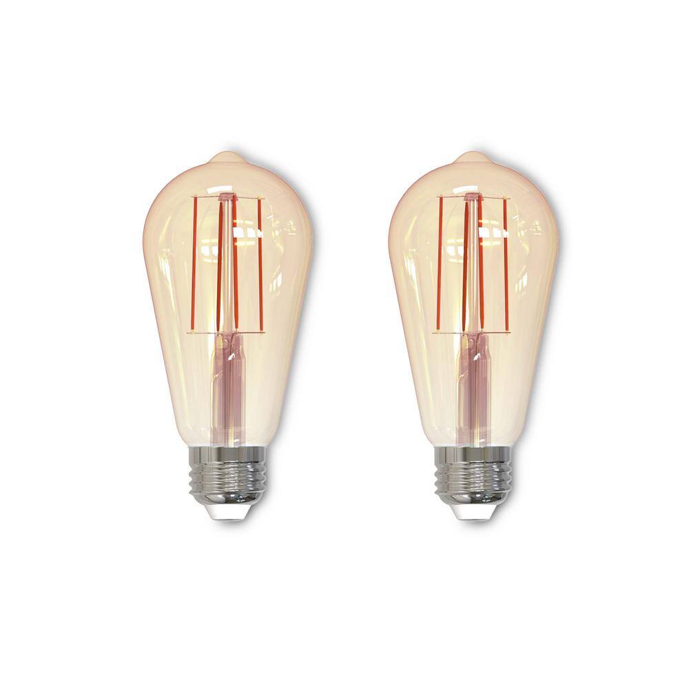 Antique Amber Dimmable LED ST18 Light Bulbs, 2-Pack