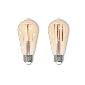 60 - Watt Equivalent ST18 Dimmable Medium Screw Decorative LED Light Bulb Amber Light 2100K, 2 Pack