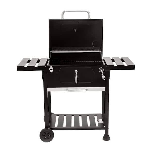 Royal Gourmet 24 in. Charcoal BBQ Grill in Black with 2-Side Table