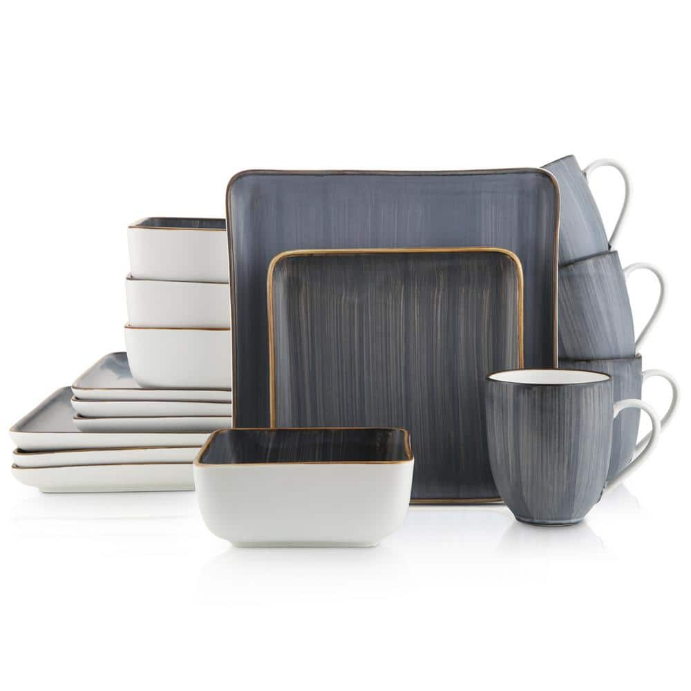 Stone Lain Grace Square Stoneware Dinnerware Set 12 Piece Service for 4 Black