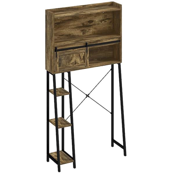 31.5 in. x 11.8 in. x 60.6 in. Over The Toilet Storage Cabinet with Doors, Organizer 3-Compartments, Rustic Brown