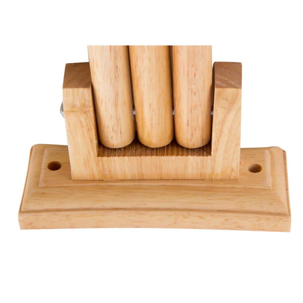 Elegant 16" Rubberwood Triple Arm Towel Bar in Natural Finish