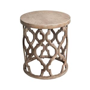 17.75 in. D x 17.75 in. W x 20 in. H Windfield Brown Round Wood End Table With Framed Base