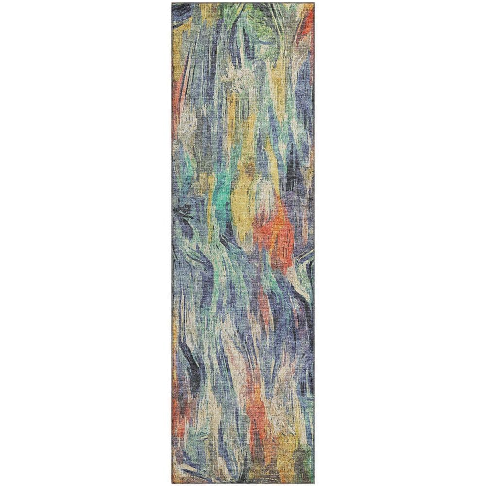 Mayfield Premium Machine Washable Abstract AMF2269 Denim 2 ft. x 7 ft. Runner Rug price history on PriceWatchPro