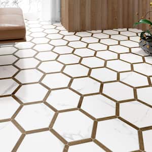 Marwood Panal Calacatta with Oak Picket 8-5/8 in. x 9-7/8 in. Porcelain Floor and Wall Tile (8.064 sq. ft./Case)