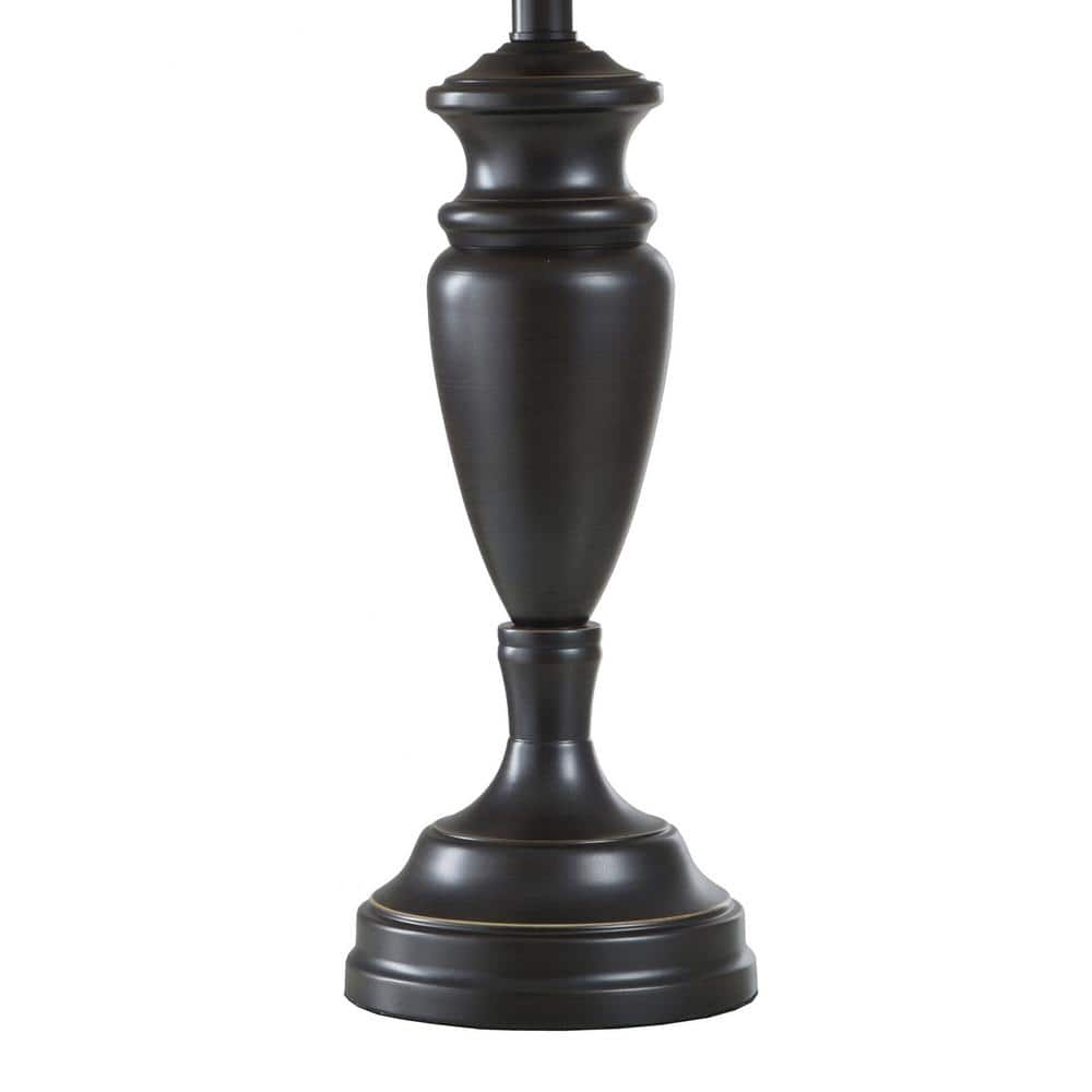 Dunbrook Dark Bronze Lamp Set with White Fabric Shades