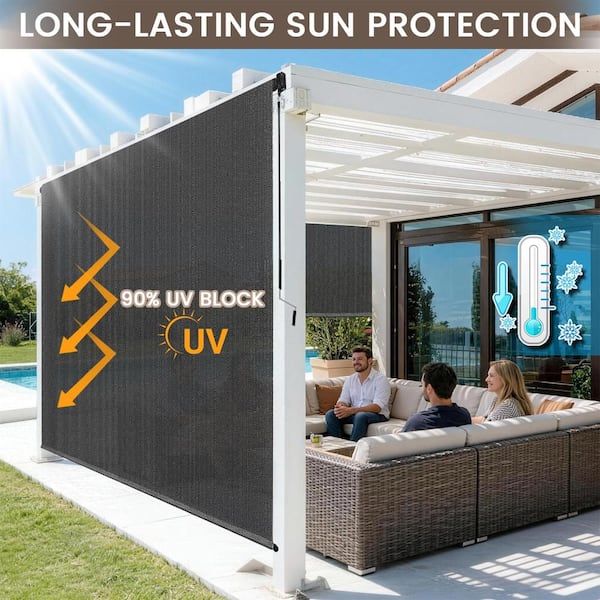 8 x 8 Outdoor Gazebo Pergola Roller Shades, Cordless Roll Up