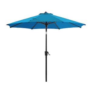 9 ft. Olefin Outdoor Market Umbrella Patio Umbrella, 8 Strudy Ribs and Push Button Tilt in Royal Blue