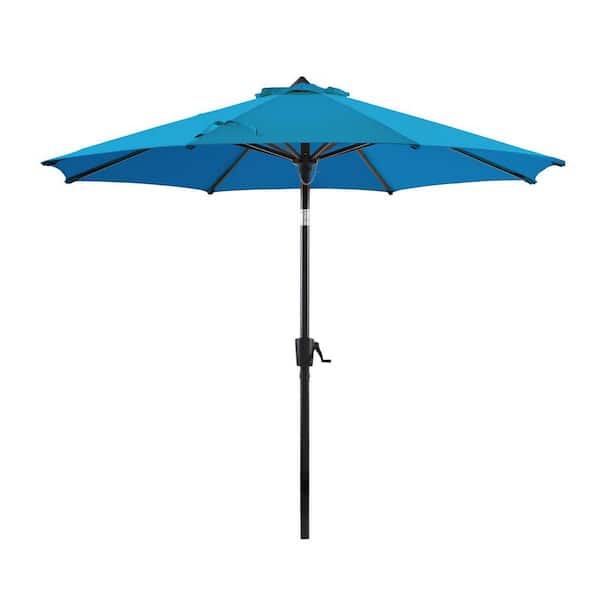 PASAMIC 9 ft. Olefin Outdoor Market Umbrella Patio Umbrella, 8 Strudy Ribs and Push Button Tilt in Royal Blue
