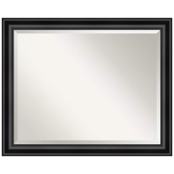 Amanti Art Medium Rectangle Distressed Black Beveled Glass Modern Mirror (26 in. H x 32 in. W)