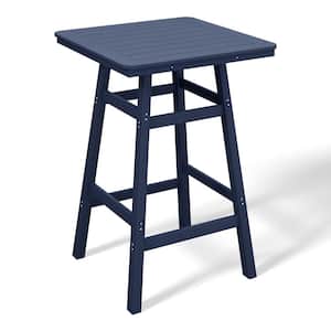 Laguna 30 in. Square HDPE Plastic All Weather Outdoor Patio Bar Height High Top Pub Table in Navy Blue