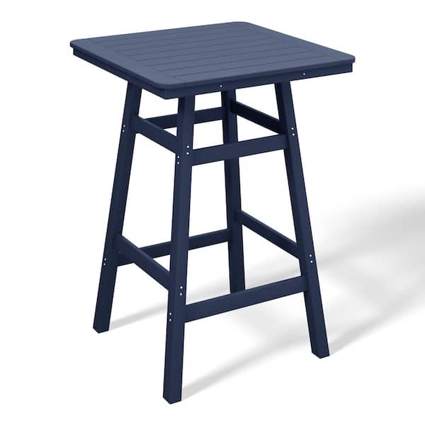 WESTIN OUTDOOR Laguna 30 in. Square HDPE Plastic All Weather Outdoor Patio Bar Height High Top Pub Table in Navy Blue