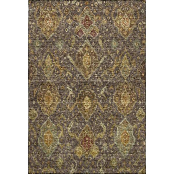 Mayfield Premium Machine Washable Abstract AMF2306 Chocolate 10 ft. x 14 ft. Area Rug