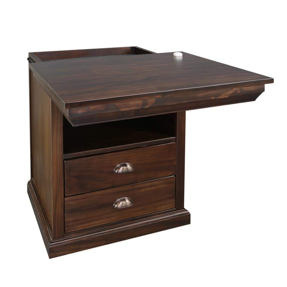 Lincoln 20" Mocha Solid Wood Nightstand with Concealed Drawer