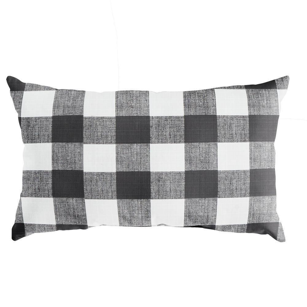 Black and white store plaid outdoor pillows