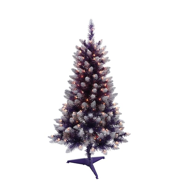 Puleo International 4 ft. Pre-Lit Fashion Purple Pine Artificial Christmas Tree with 150 UL-Listed Clear Lights