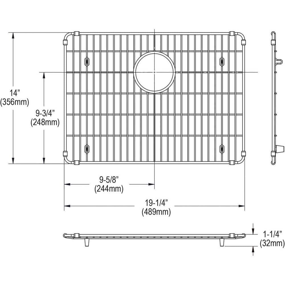 19" x 14" Polished Stainless Steel Kitchen Sink Grid