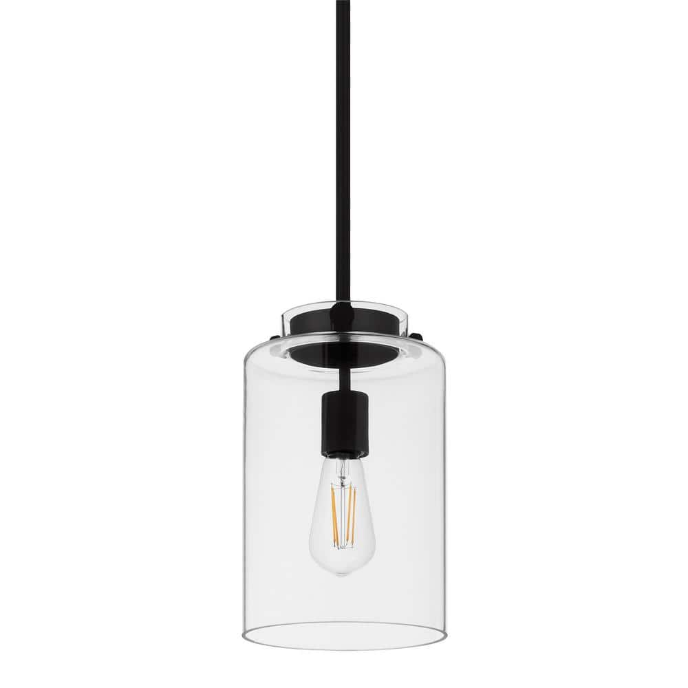 Mullins 6.75 in. 1-Light Coal Mini Pendant Hanging Light, Kitchen Pendant Lighting -  Hampton Bay, 25228