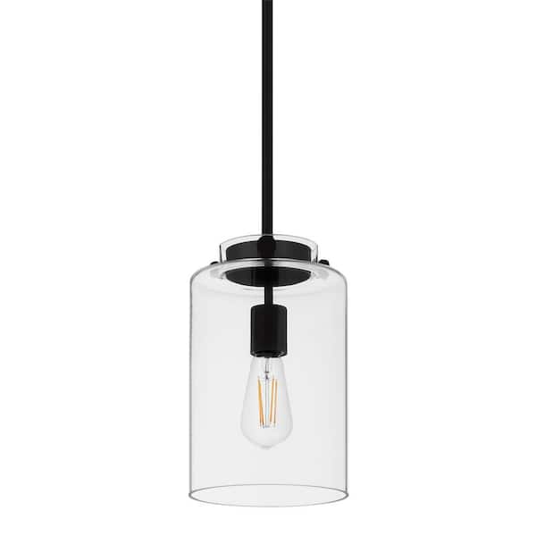 Mullins 6.75 in. 1-Light Coal Mini Pendant Hanging Light, Kitchen Pendant Lighting