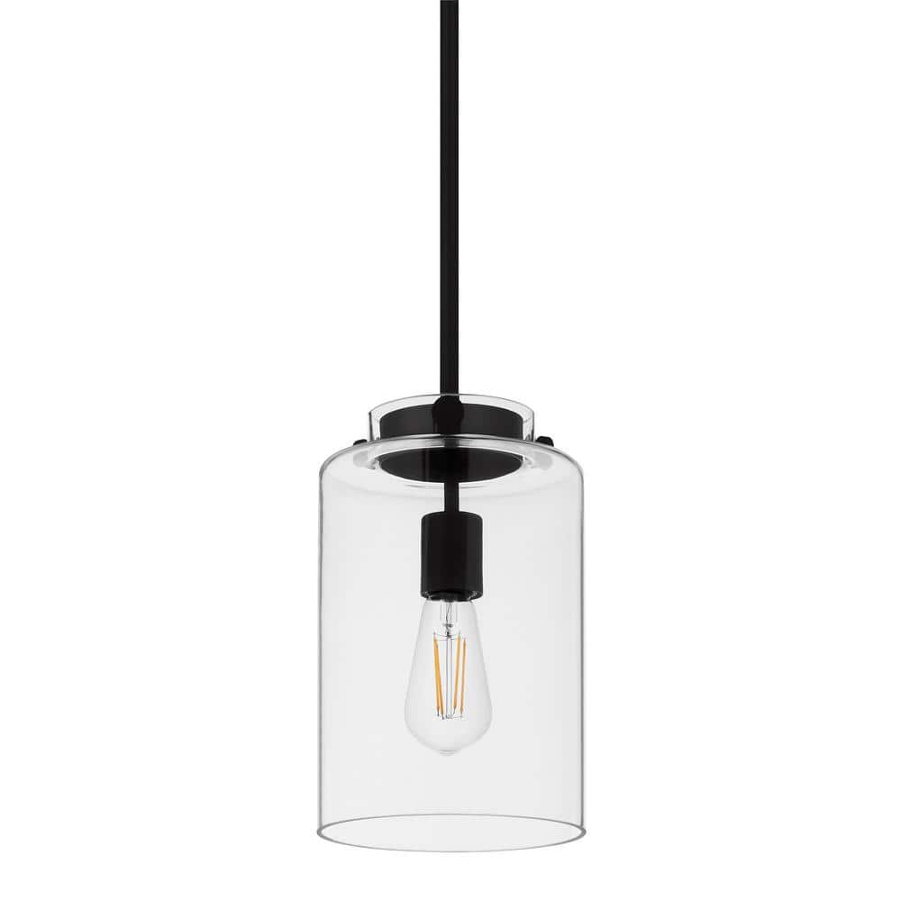 Hampton Bay Mullins 6.75 in. 1-Light Coal Mini Pendant Hanging Light, Kitchen Pendant Lighting -  25228