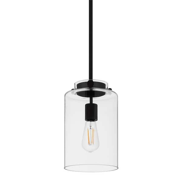 Hampton Bay Mullins 6.75 in. 1-Light Coal Mini Pendant Hanging Light, Kitchen Pendant Lighting