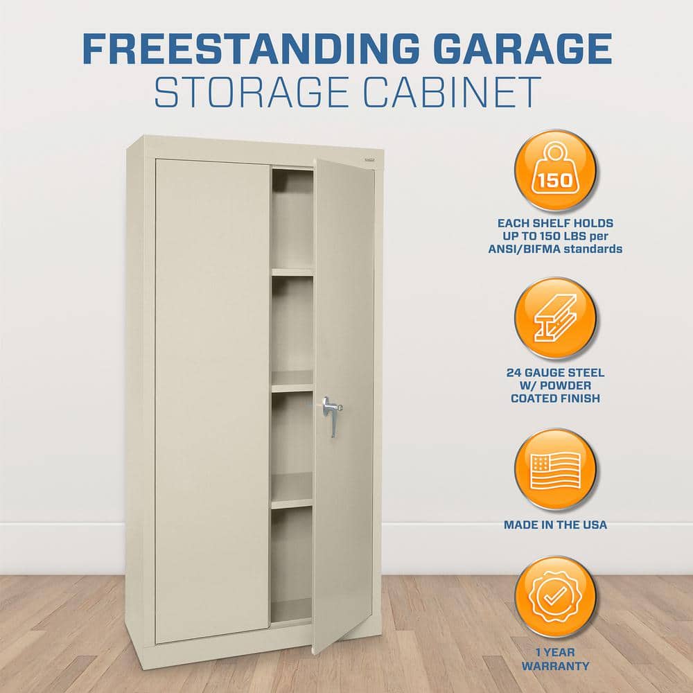Putty Steel Freestanding Lockable Office Cabinet with Adjustable Shelving