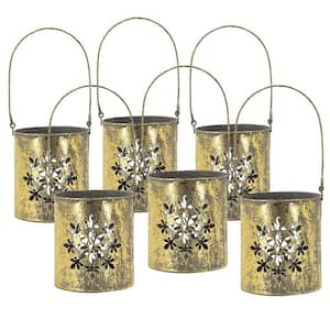 Iron Lanterns W/Glass - Set of 6 - Gray