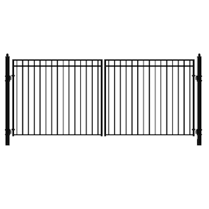 Madrid 16 ft. x 6 ft. Black Steel Dual Driveway Fence Gate