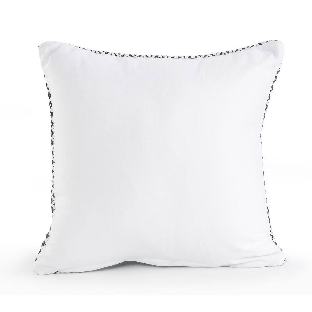 Black and White Cotton Geometric Square Throw Pillow