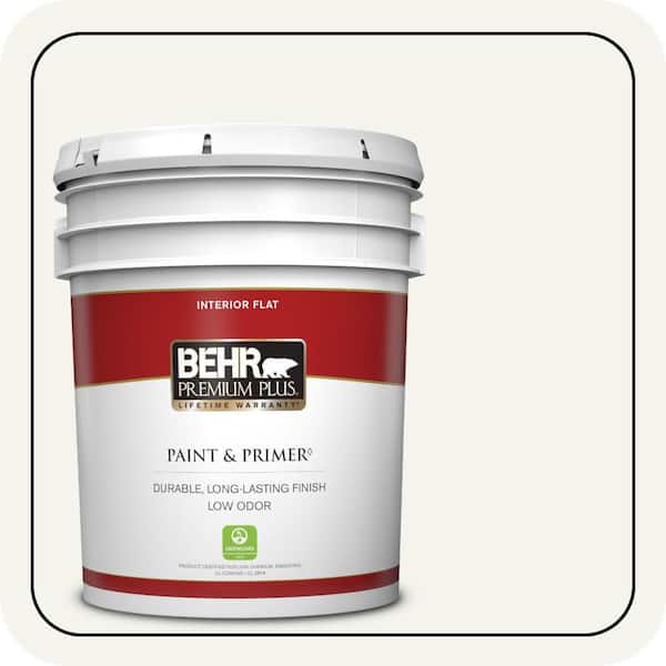 BEHR PREMIUM PLUS 5 gal. #75 Polar Bear Flat Low Odor Interior Paint & Primer