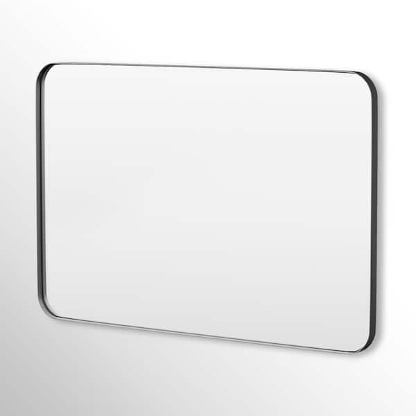 Hausvita 48 in. W x 32 in. H Rectangular Framed Tempered Glass Wall-Mounted Bathroom Vanity Mirror in Black