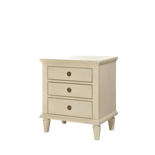 luxeo Cambridge 3-Drawers White Wash Night Stand