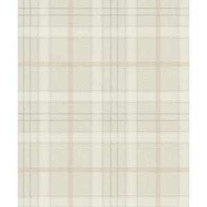 Neutral Tailor Plaid Pre-Pasted Paper Wallpaper Roll (57.5 sq. ft.)