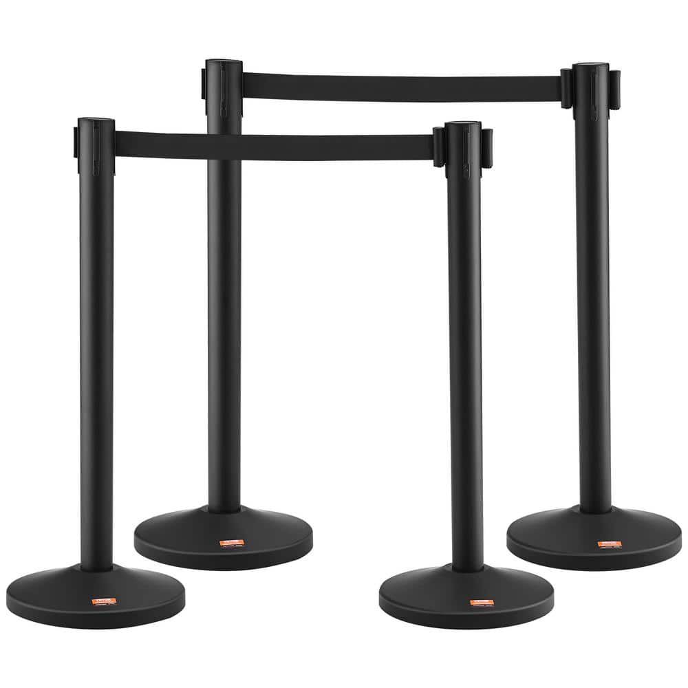 SKYSHALO Crowd Control Stanchion, 4-Pack Crowd Control Barrier, Carbon ...