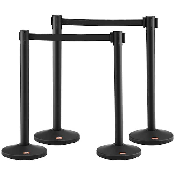 SKYSHALO Crowd Control Stanchion, 4-Pack Crowd Control Barrier, Carbon Steel Baking Painted Stanchion Queue Post with 2PCS 6.5ft.