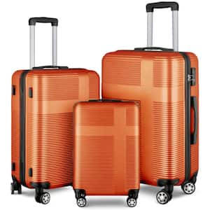 3-Piece Luggage with TSA Lock ABS, Durable Luggage Set with Hooks, Cross Stripe Luggage Sets 20 in./24 in./28 in.