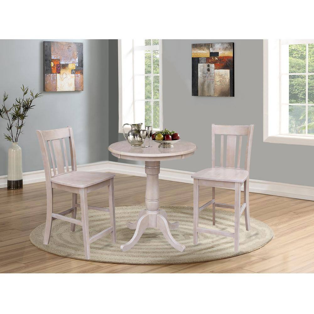 San Remo Washed Gray Taupe Solid Wood Counterheight Stool - 24" Seat