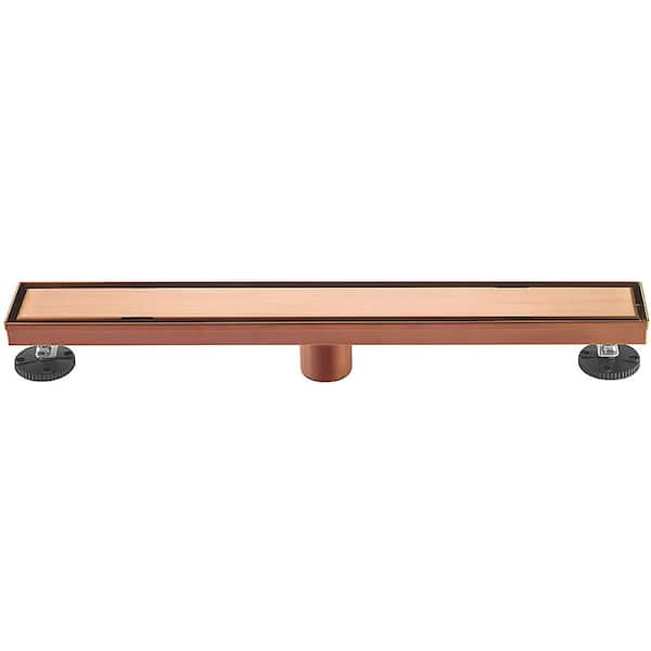 Elegante Drain Collection 28 in. Linear Stainless Steel Shower Drain with Tile Insert in Rose Gold