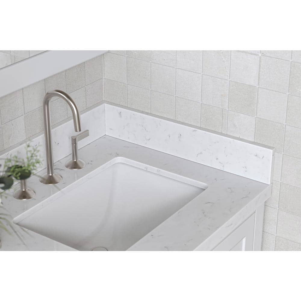 Carrara White Polished Quartz Rectangular Sidesplash