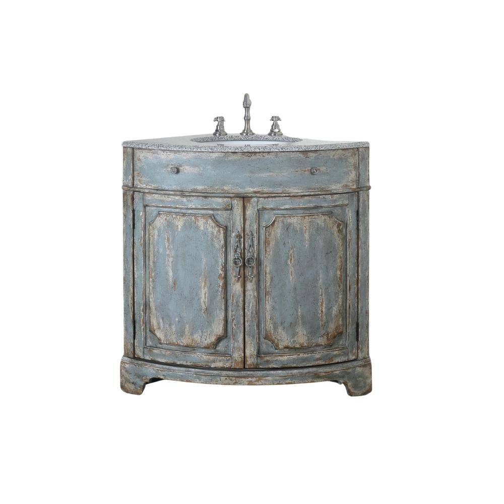 Triadsville 24 in. Single Sink Freestanding Rustic Gray Bath Vanity with Gray Color Stone Top Assembled price history on PriceWatchPro