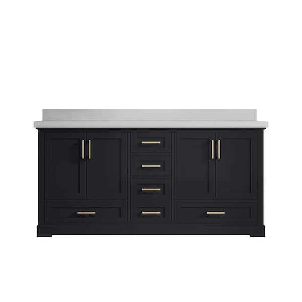 Willow Collections Boston 72 in. W x 22 in. D x 36 in. H Double Sink Bath Vanity in Wrought Iron with 2 in. Carrara qt. Top