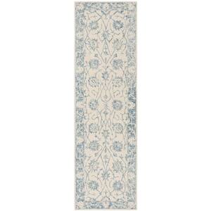 SAFAVIEH Blossom Blue/Ivory 8 ft. x 10 ft. Diamond Damask Floral Area ...