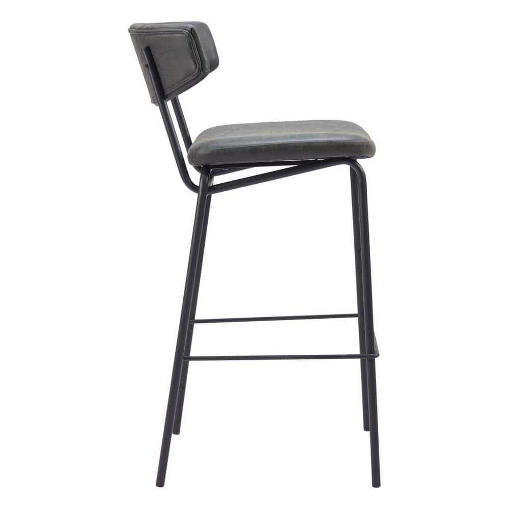 24.5 in. H Black Finish Low Back Wood Bar Stool with Faux Leather Square Seat Set of 2 price history on PriceWatchPro