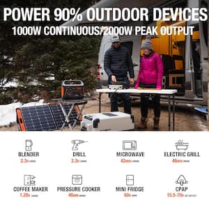 1000-Watt Continuous Output, Solar Generator 880 Push Button Start Battery Generator with SolarSaga 100W Solar Panel