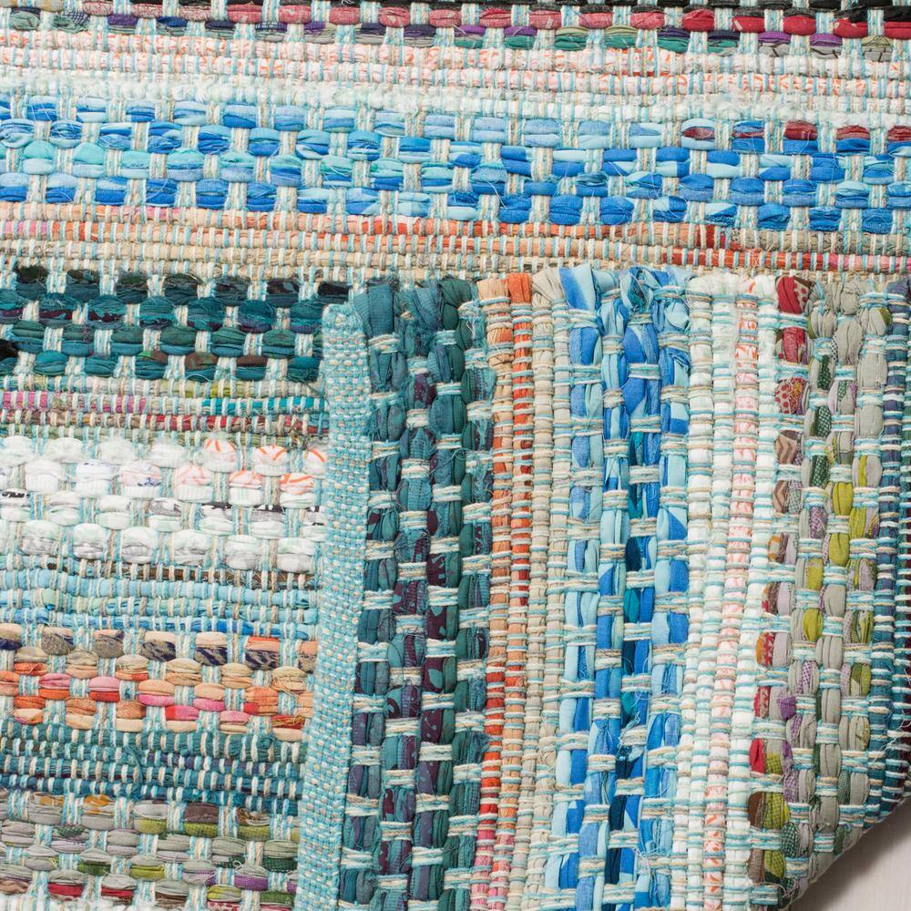 Coastal Breeze Aqua Stripe Hand-Woven Cotton 5' x 8' Area Rug